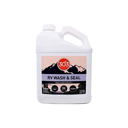 303 Products RV Wash & Seal - Clean, Streak-Free Finish, pH Neutral with High Foaming Formula, Provides A Deep Gloss Finish on RVs, Campers, Pop-ups, and Motorhomes, 1 Gallon (30240)
