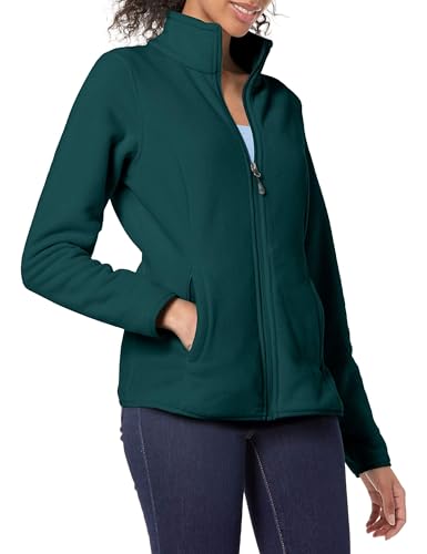 Amazon Essentials Women's Classic-Fit Full-Zip Polar Soft Fleece Jacket (Available in Plus Size), Dark Green Heather, X-Large