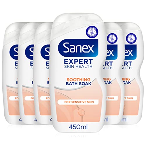 Sanex Expert Skin Health Moisturising Bath Soak 450ml, with Hydrating Technology, Cleanses and Soothes Sensitive Skin, 12H Hydration, Suitable For Sensitive Skin, Developed with Dermatologists