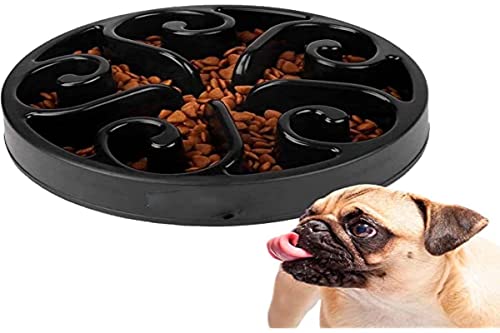 Comedero antivoracidad Edipets de plástico negro con patrón interior tipo flor
