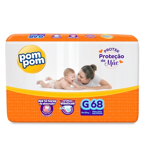 Fralda Pom Pom Protek Proteção De Mãe G Com 68 Unidades Sem Gênero
