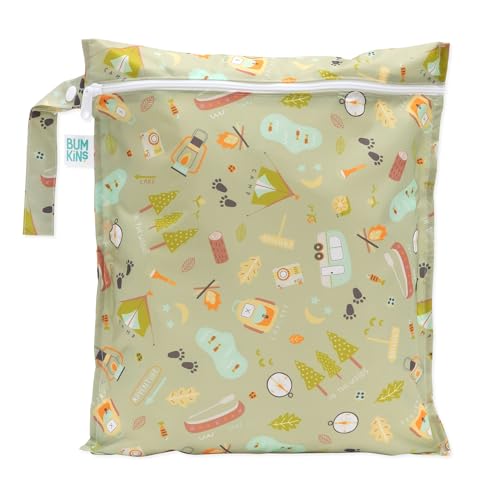 Bumkins Waterproof Wet Bags for Baby, Travel, Swimsuit, Cloth Diapers, Pump Parts, Gym Clothes, Toiletries, Strap to Stroller, Zipper Reusable Bag, Packing Pouch