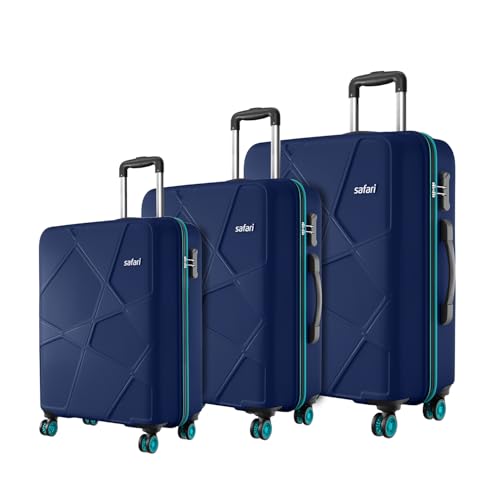 Safari Polypropylene Spinner Pentagon Pro 8 Wheels Set Of 3 (Cabin + Medium + Large) Trolley Bags, Hard Case, 360º Wheeling Luggage, Suitcase For Trav
