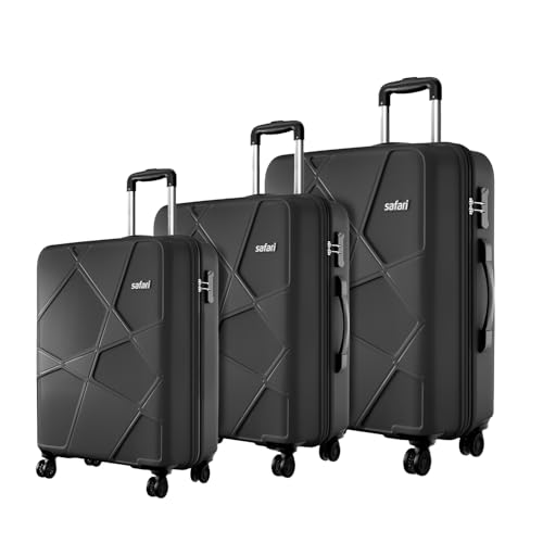 Safari Pentagon Pro 8 Wheels Spinner Set of 3 (Cabin+ Medium + Large) Trolley Bags, Hard Case Polypropylene, 360° Wheeling Luggage, Suitcase for Trave