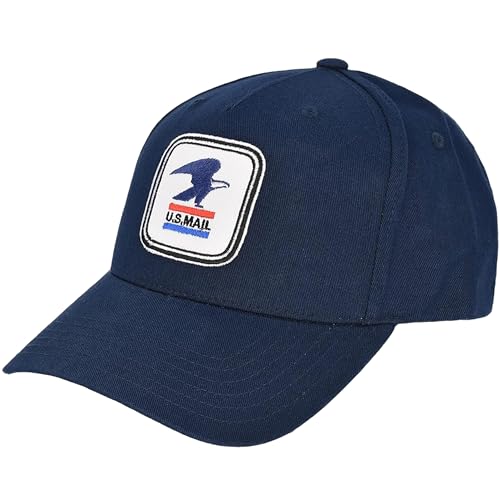 U.S. Mail Baseball Hat, USPS Eagle Embroidered Logo Adjustable Adult Snapback Baseball Cap with Curved Brim, Navy Blue, One Size