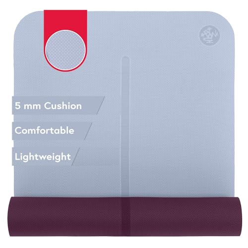 Manduka Begin Yoga Mat 68" - 5mm Cushioning | Comfortable, Lightweight & Reversible with Alignment Stripe | Budget-Friendly | 68 x 24 inches | Lavender Purple