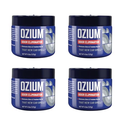 Ozium 4.5 Ounce 4 Pack Odor Eliminating Gel for Homes, Cars, Offices and More, New Car Smell