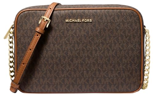 Michael Kors Jet Set Large Crossbody, Gold-Tone Hardware/Brown, One Size