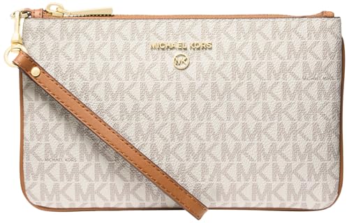 Michael Kors Jet Set Charm Medium Top-Zip Wristlet, Gold-Tone Hardware/Vanilla/Acorn