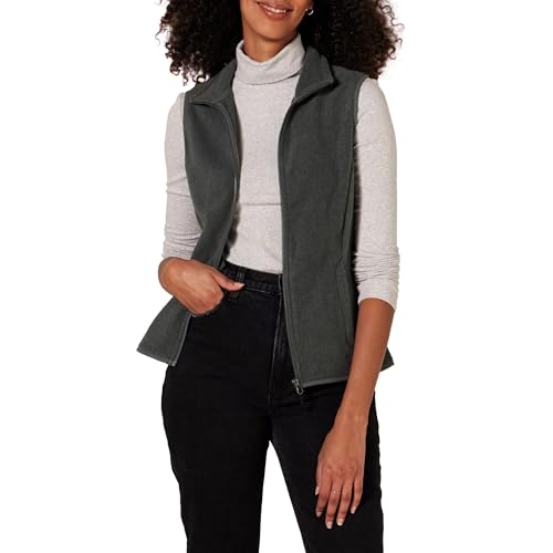 Amazon Essentials Women's Classic-Fit Sleeveless Polar Soft Fleece Vest (Available in Plus Size), Charcoal Heather, Small