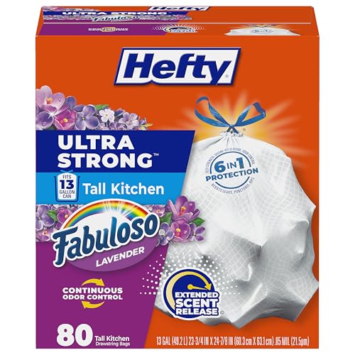 Hefty Ultra Strong 13 Gallon Trash Bags, Tall Kitchen Trash Bags 13 Gallon Size, Resist Leaks, Punctures, and Rips, Cont