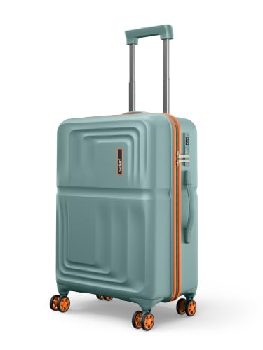 Safari Roma Hard Luggage Trolley Bag with 8 Wheels Medium Size Check-in Suitcase - Sage Green