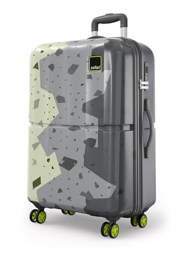 Safari Tazzo 8 Wheels 77cm Large Size Trolley Bag, Hard Case Polycarbonate, 360º Wheeling Small Check in Luggage, Suitcase for Travel, Trolley Bags fo