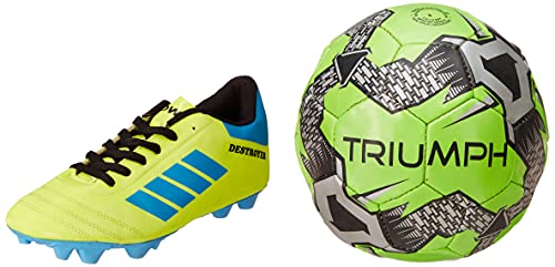 Triumph Football Pvc Boss Green With Gowin Football Shoe Destroyer Cyan Size-5