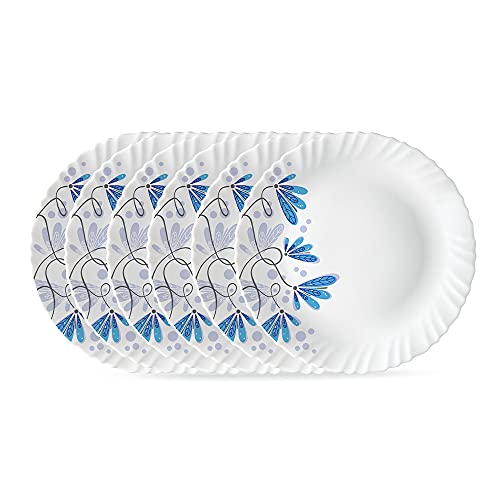 Larah by BOROSIL Twilight 6 Pcs Opalware Plate Set (Dia - 10 inch), White
