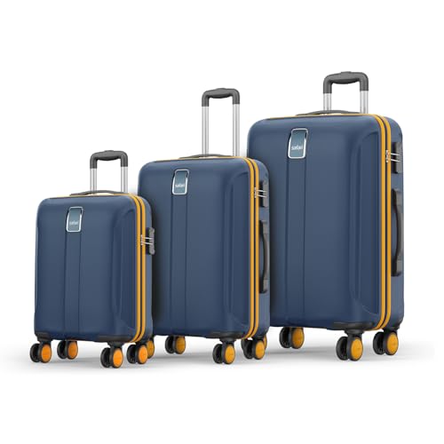 Safari Medium Thorium Neo 8 Wheels 55,66 and 77 Cm Small, and Large 4 Wheel Inline 3 Trolley Bags Polycarbonate 360 Degree Wheeling System Luggage,4 W