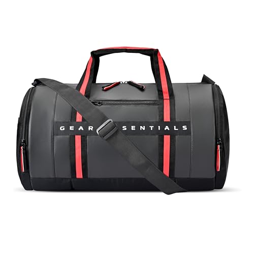 Gear Men/Women Clubsport 26L Medium Faux-Leather Water Resistant Travel Rolling Garment Bag, Duffle Bag/Gym Bag/Sports Duffle / (Black Red), 25 Centim