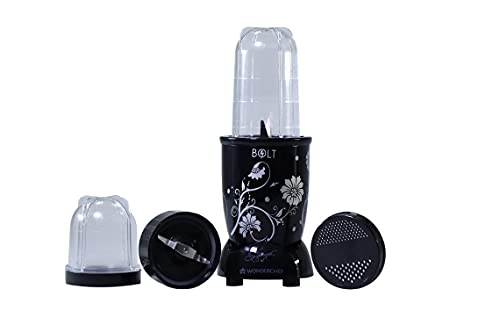 Wonderchef Nutri-blend BOLT Mixer, Grinder, Blender|Extra Powerful 600W 22000 RPM 100% Full Copper Motor|2 unbreakable jars with Sipper lid|2 Year war