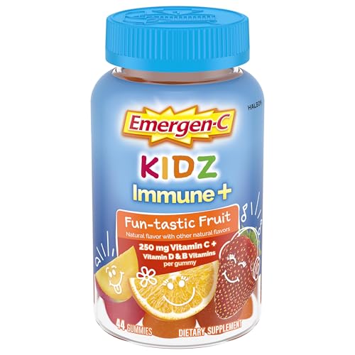 Emergen-C Kidz Vitamin C Immune Support Gummies Fun-Tastic Fruit 44CT includes Zinc, Manganese, B Vitamins and Vitamin D for Back to School Essentials