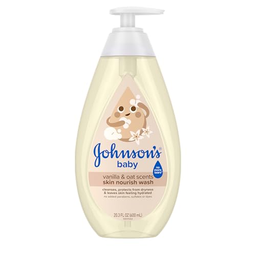 Johnson's Skin Nourishing Moisture Baby Body Wash With Vanilla & Oat Scents, Hypoallergenic & Tear Free Baby Bath Wash, Paraben-, Dye-, Sulfate & Phthalate-Free, 20.3 fl. oz