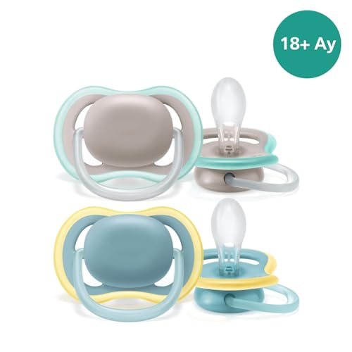 Philips Avent Ultra Air Dummy 2 Pack - 18+ Months, Light Green/Grey and Blue/Yellow (Model SCF349/01)