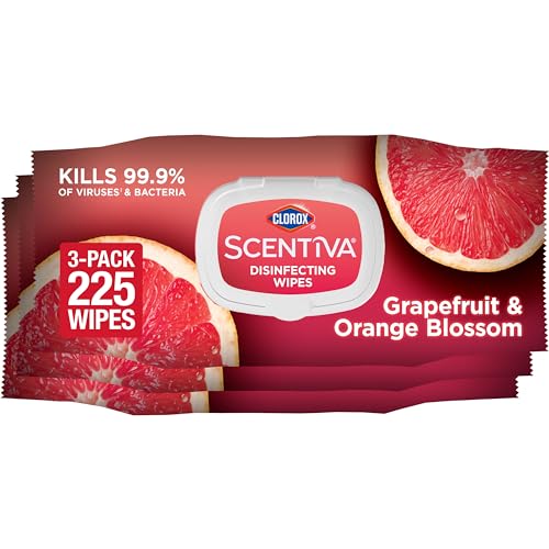 Clorox Scentiva Disinfecting Wipes, Grapefruit and Orange Blossom, 75 Ct., Pack of 3 (Pack May vary)