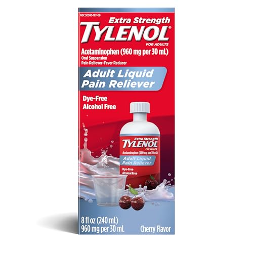 Tylenol for Children & Adults Liquid Pain Relief and Fever Medication, Dye-Free Oral Suspension with Acetaminophen, Fever Reducer, Liquid Medicine for The Family, Cherry, 8 fl. oz