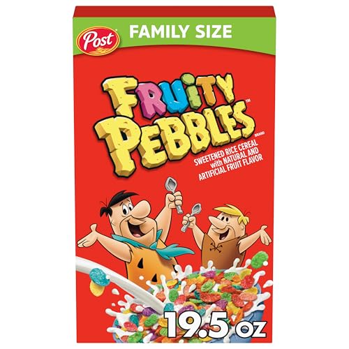 Fruity PEBBLES Cereal, Gluten Free for Kids, 19.5 OZ Family Size Box