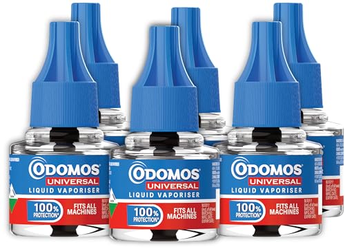 Odomos Universal Liquid Vaporiser 45ml X Pack Of 6 | Mosquito Repellent Single Refill | 100% Protection| Fits All Machines | Protects Dengue, Malaria 