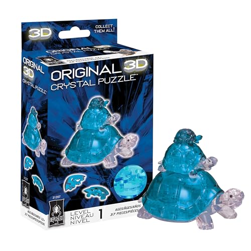 Turtles Standard Original 3D Crystal Puzzle from BePuzzled, 3 Dimensional Crystal Puzzles and Brainteasers for Puzzlers and Collectors Ages 12 and Up, and Display Item , Blue