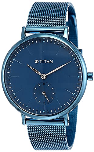Titan Slimline Blue Dial Analog Stainless Steel Strap Watch for Women-NS95142QM01