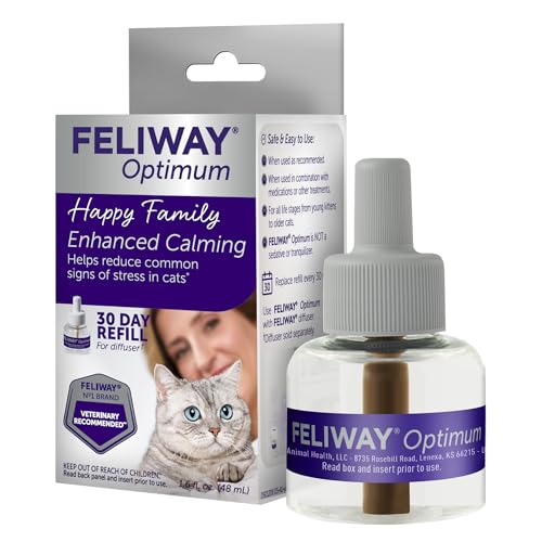 FELIWAY® Optimum 30 Day Cat Calming Refill for Pheromone Diffuser, 48ml - Helps Reduce Common Signs of Stress in Cats & Kittens, Enhanced Calming