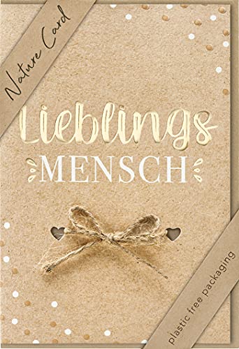 🔥 STARKER PREIS (-27%) bsb - Lieblingsmensch Karte - Kraftpapier - Karte mit tollem Motiv - Nachhaltige Karte mit Umschlag - Geschenk beste Freundin oder Freund - Karte Liebe & Freundschaft 11,5 x 17 cm