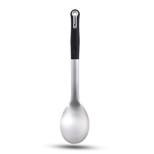 BERGNER Master Pro Stainless Steel Kitchen Spoon with Nylon Handle, Black