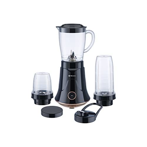 Bajaj NX-01 300 Watts Mixer Grinder | Bullet Mixer Grinder With Powerful Titan Motor & Nutri-Pro Feature | 3 Unbreakable Multipurpose Tranparent Jars 