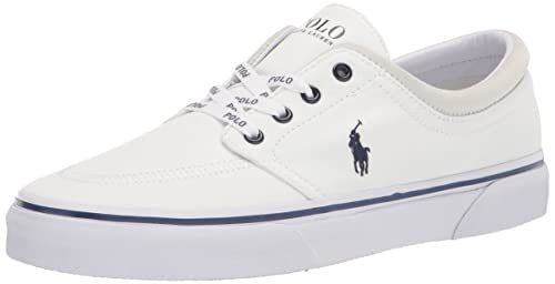 POLO RALPH LAUREN Men's Faxon X Sneaker, White/Newport Navy Pp, 9.5 M US