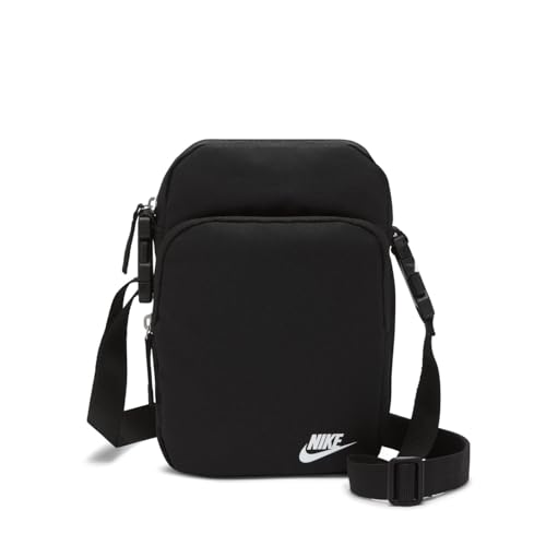 Nike Unisex Heritage Crossbody Bag (4L), Black/Black/White, MISC