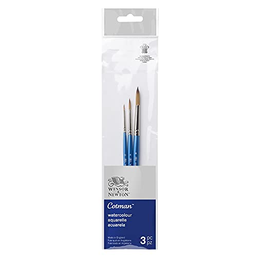 🔥 STARKER PREIS (-37%) Winsor & Newton 5390607 Cotman Aquarell Synthetikhaar 3 Pinsel im Set mit exzellenter Sprungkraft, Farbtragekraft und Punktgenauigkeit -3 Rundpinsel Nr. 0, 4, 8