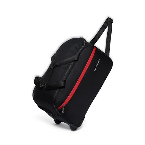 Lavie Sport Polyester Lino M Cabin Size 53 Cms Duffle Wheeler Bag | 2 Wheel Duffle Bag | Duffle Bag With Adjustable Handle, 24 cm, Black