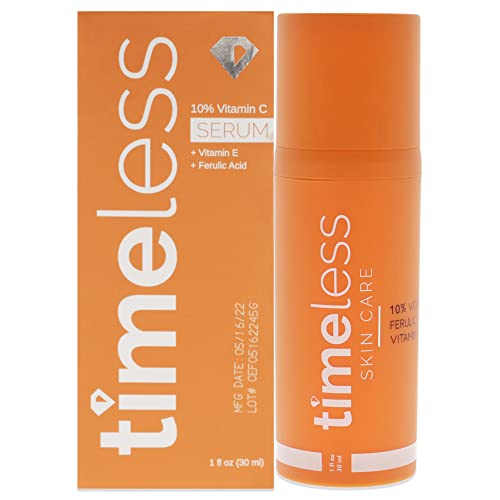 Timeless Skin Care Vitamin C Serum with Vitamin E & Ferulic Acid - Brightening Serum - for Oily & Dry Skin - Fragrance-Free - 1 oz