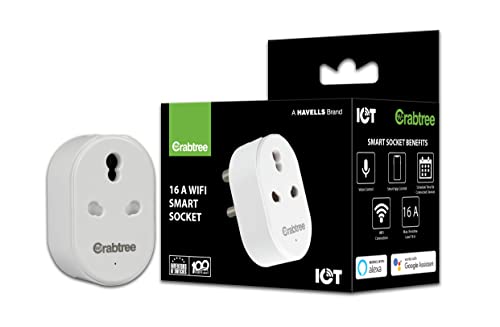 Havells 16 A Wi-Fi Smart Plug (White) with Voice Control & Energy Monitoring — Suitable for Large Appliances like Geysers, Heaters, OFRs, and Air Cond