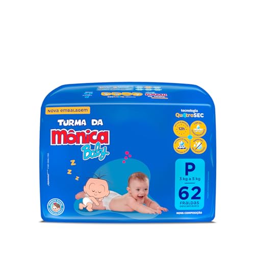 RECORRÊNCIA Fralda Turma da Mônica Baby Mega P 62 Unidades.