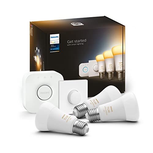 🔥 STARKER PREIS (-40%) Philips Hue White Ambiance E27 3er Starter Set inkl. Smart Button, dimmbar, alle Weißschattierungen, steuerbar via App, kompatibel mit Amazon Alexa (Echo, Echo Dot)