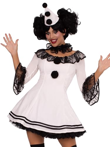 Leg Avenue Women's Black and White Sad Pierrot Clown Costume