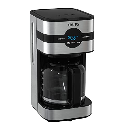 KRUPS Newer Model Drip Coffee Maker, Glass & Digital, Black & Stainless Steel