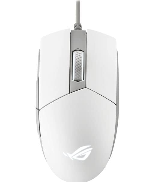 ASUS The ROG Strix Impact II Moonlight White Lightweight Gaming USB Mouse with ambidextrous Style and Superb Flexibility.