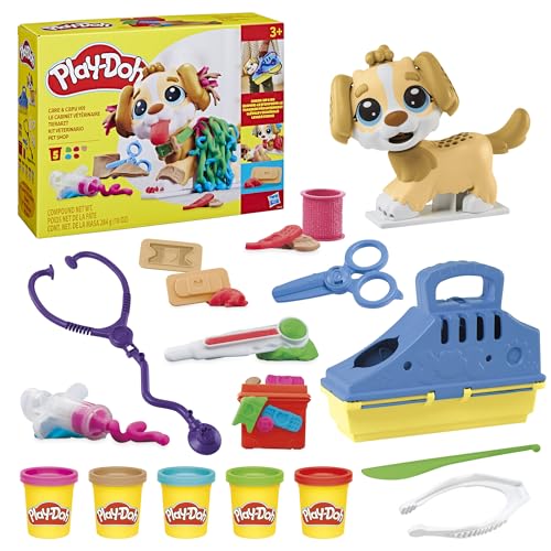 (-52%) Play-Doh Tierarzt Spielset mit Spielzeughund, Tragebox und vielen weiteren Accessoires, 10 Werkzeuge und 5X Knetmasse in bunten Farben, kreatives für Kinder ab 2 Jahren