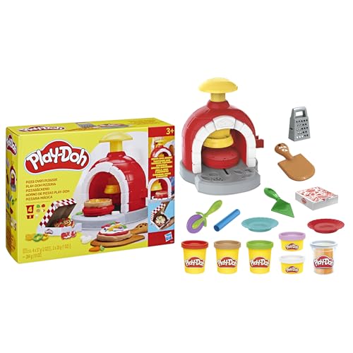 🔥 STARKER PREIS (-44%) Play-Doh Kitchen Creations Pizzabäckerei, 4 x 57g Dosen und 2 x 28g Dosen Knetmasse, Bastel-Set mit Küche und Werkzeuge zum Backen und kreativen Spielen, für Kinder ab 3 Jahren