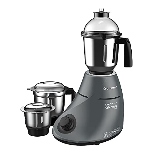 Crompton Greaves Crompton Gleamer 750-Watt Mixer Grinder with MaxiGrind and Motor Vent-X Technology (3 Stainless Steel Jars, Black) (GLEAMER750X3J)