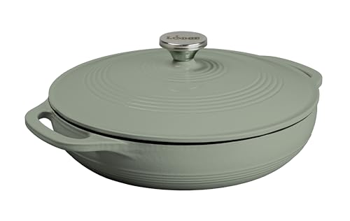Lodge Enameled Cast Iron Casserole with Lid 3.6 Qt Desert Sage